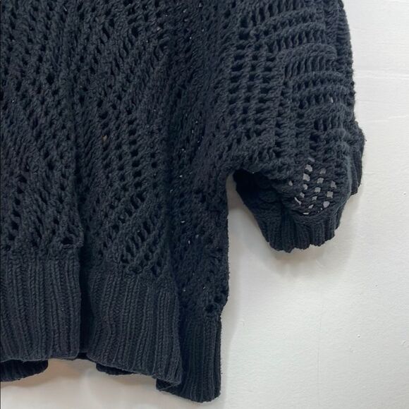 Lane Bryant Black Crochet Open Knit V-Neck Sweater with Batwing Sleeves size 2X - Picture 5 of 7